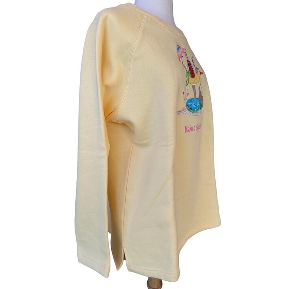 Quacker Factory Beach “Make A Splash” Yellow Sweatshirt Womens- Size Large - Picture 4 of 10